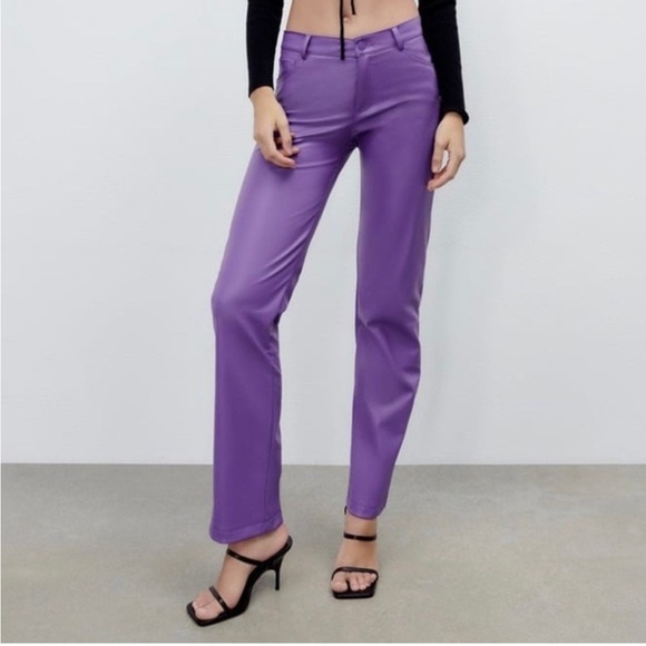 🔥ZARA FAUX LEATHER PANTS - Picture 1 of 10